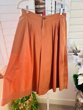 Uniqlo Pleated Midi Skirt in Rust Orange